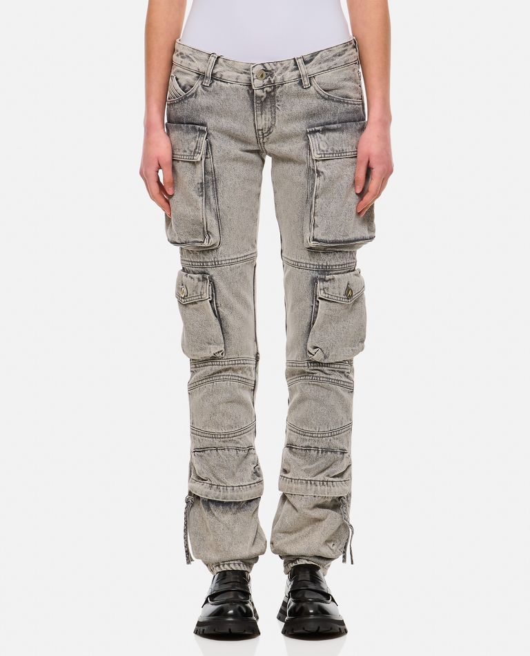 Shop Attico Essie Denim Cargo Pants In Grey