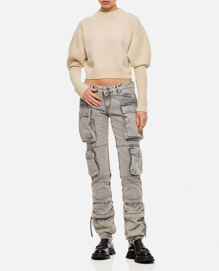 Shop Attico Essie Denim Cargo Pants In Grey