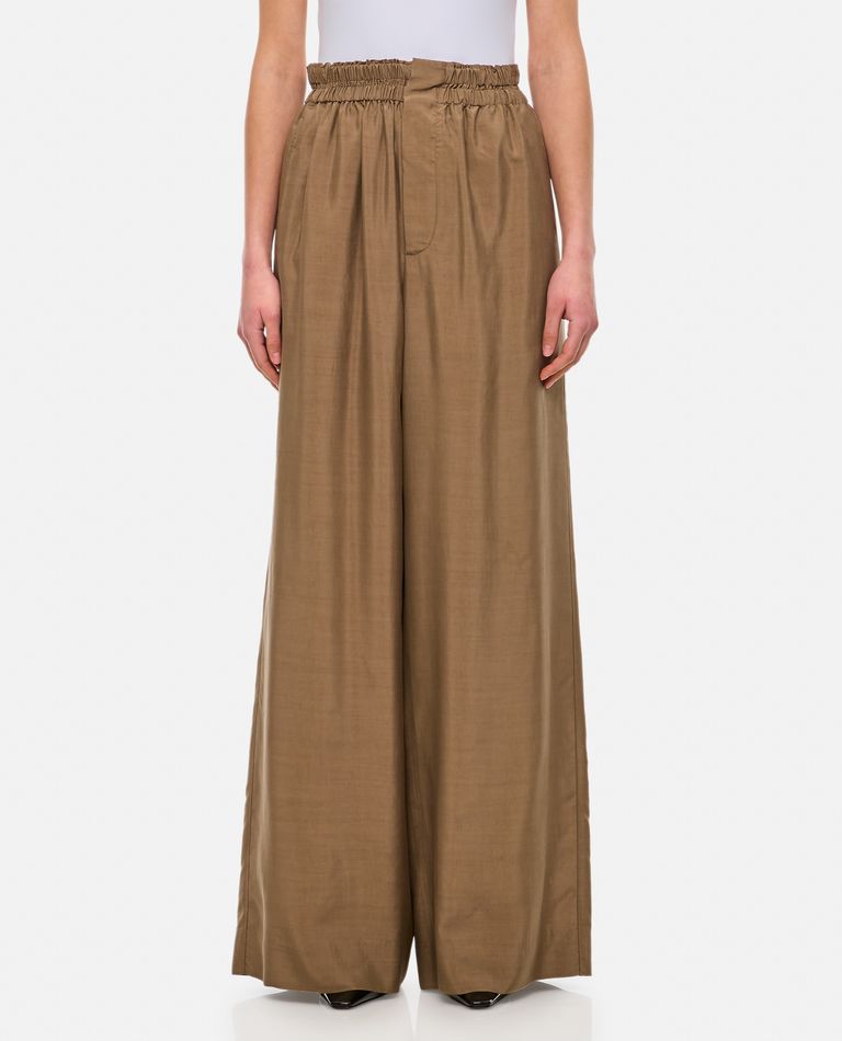 Quira Oversized Silk Trousers In Brown