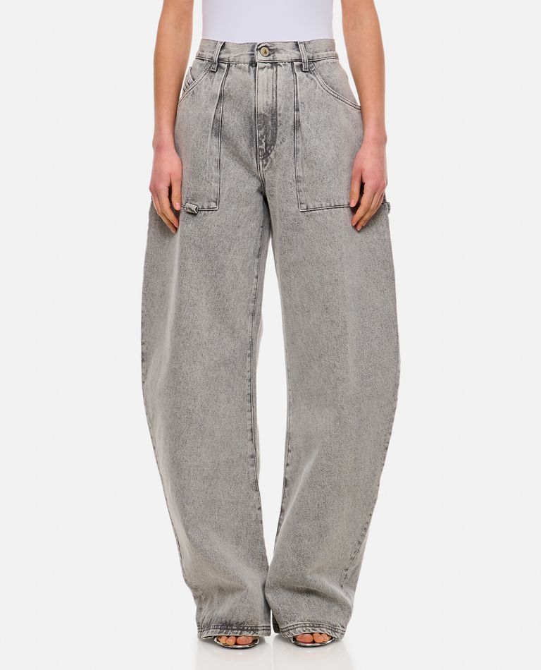 Shop Attico Effie Baggy Denim Pants In Grey