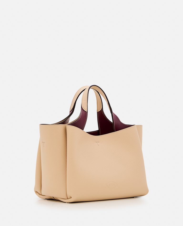 Shop Tod's Mini Leather Tote Bag In Beige