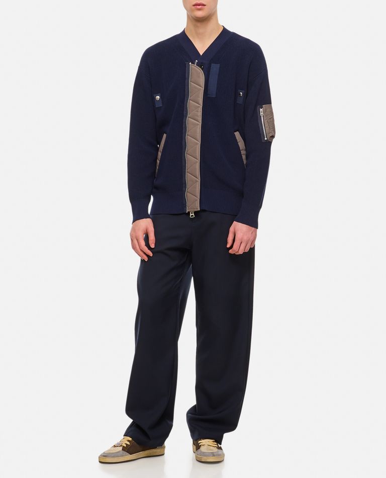NYLON TWILL AND KNIT CARDIGAN for Men - Sacai | Biffi