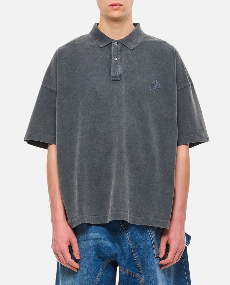 JW Anderson  ,  Anchor Short Sleeve Polo Shirt  ,  Grey S