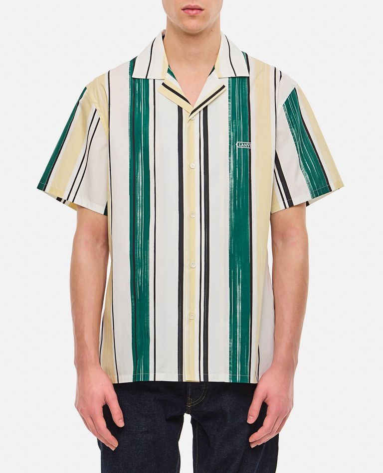 Lanvin  ,  Camicia Bowling Stampata In Seta  ,  Verde 40