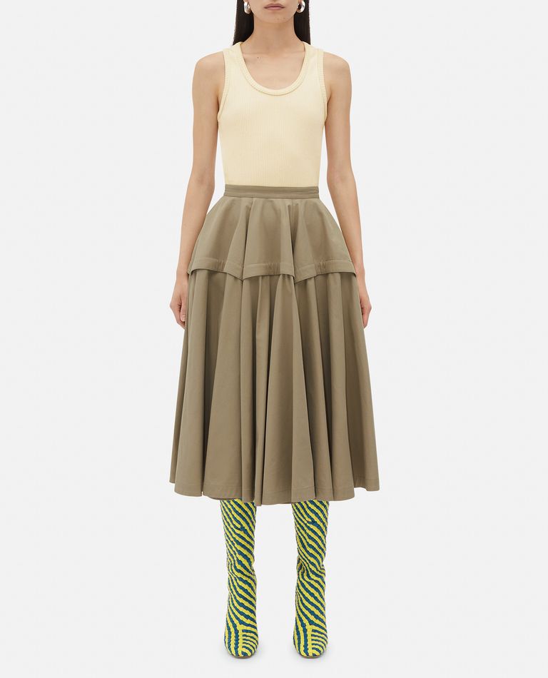 Bottega Veneta  ,  Wide Cotton Midi Skirt  ,  Beige 42