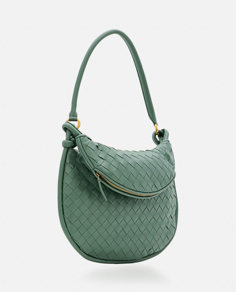 Shop Bottega Veneta Gemelli Medium Leather Shoulder Bag In Green