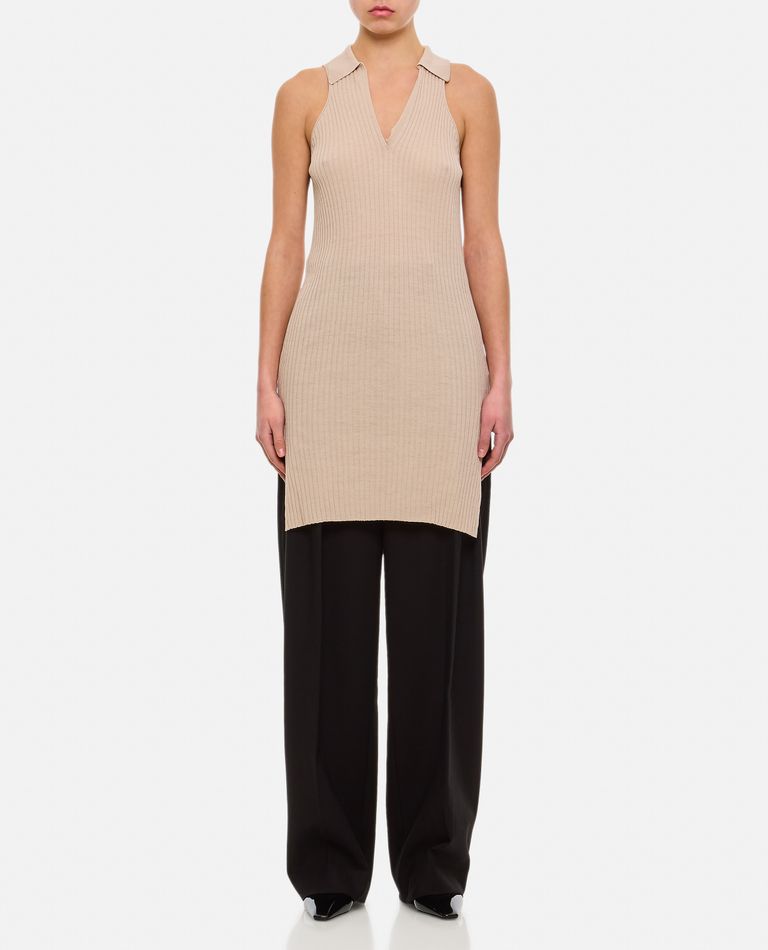 Quira Ribbed Side-slit Tank Top In Rose