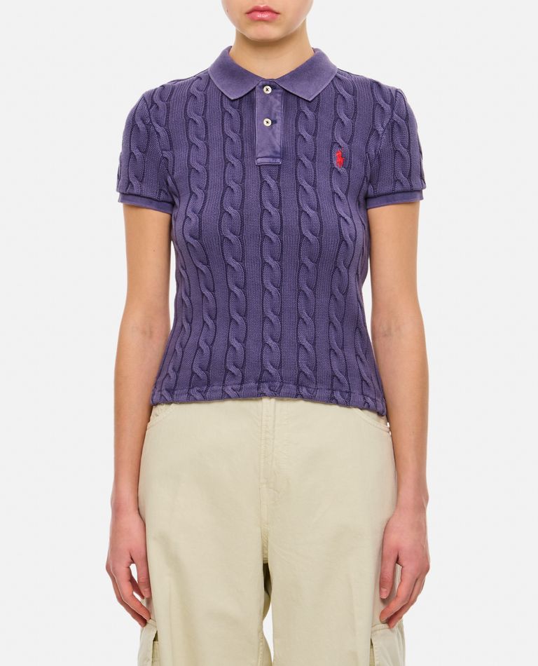 Polo Ralph Lauren Cable Knit Polo Shirt In Blue