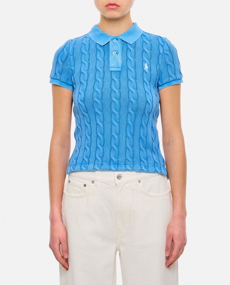 Polo Ralph Lauren  ,  Cable Knit Polo Shirt  ,  Sky Blue S