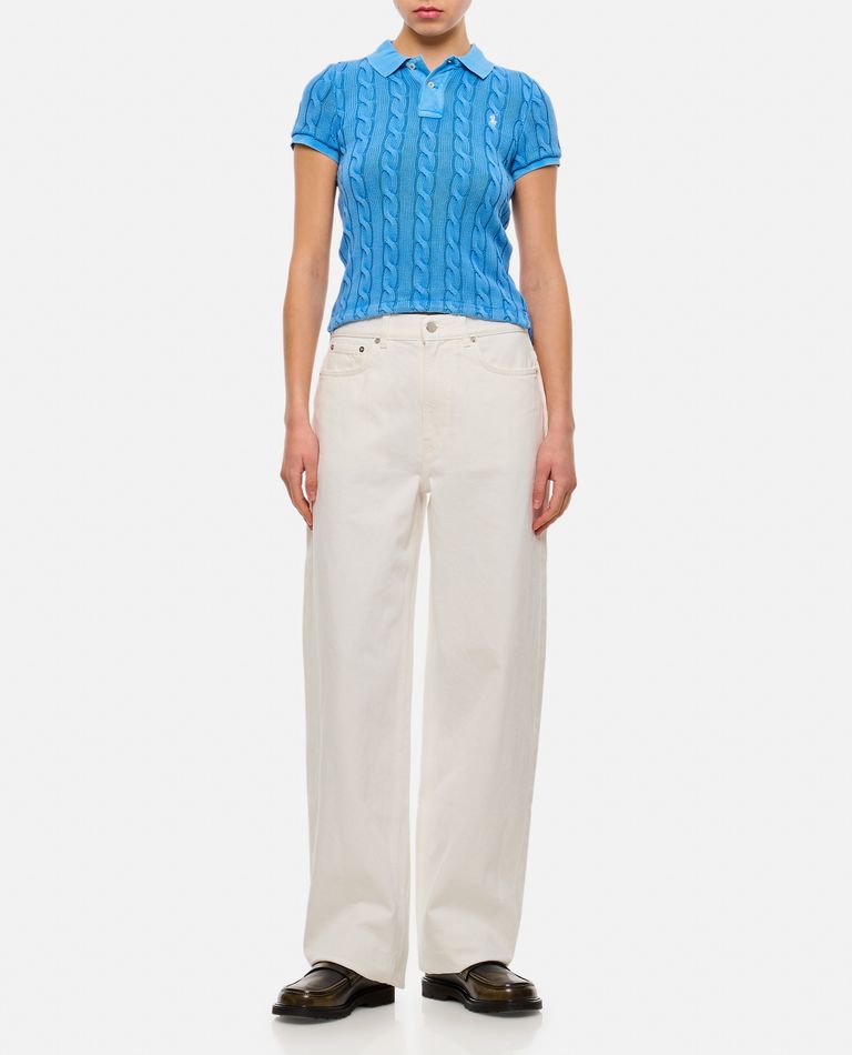 Polo Ralph Lauren  ,  Cable Knit Polo Shirt  ,  Sky Blue S