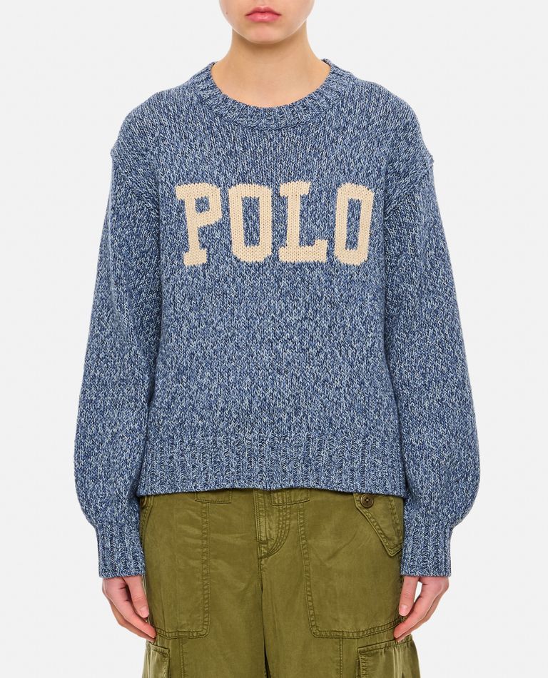 Polo Ralph Lauren Cotton Wool Logo Pullover In Blue