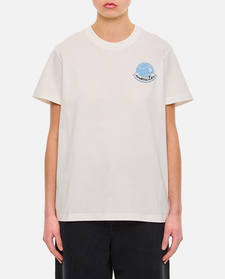 Shop Moncler Regular T-shirt W/printed Detail In White