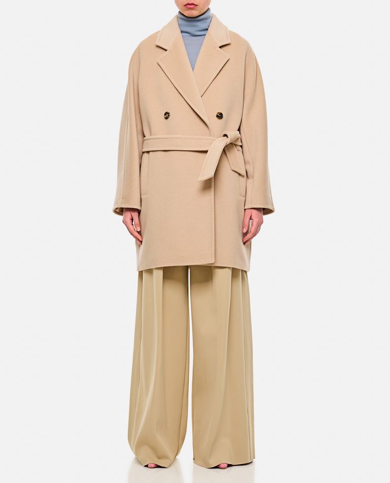 Max Mara Oversized Wool And Cashmere Coat With Lapel Collar And Kimono Sleeves In Beige