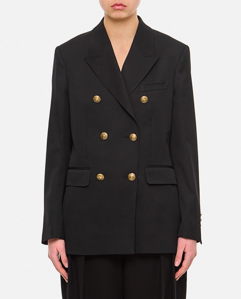 Shop Golden Goose Double Breasted Blazer With Gold Bottons In Black