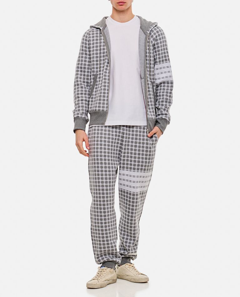 Thom Browne  ,  4 Bar Zip Up Cotton Hoodie  ,  Grey 3