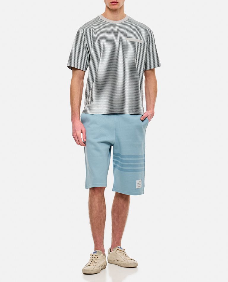 Thom Browne  ,  Classic 4 Bar Stripe Cotton Sweat Shorts  ,  Sky Blue 3