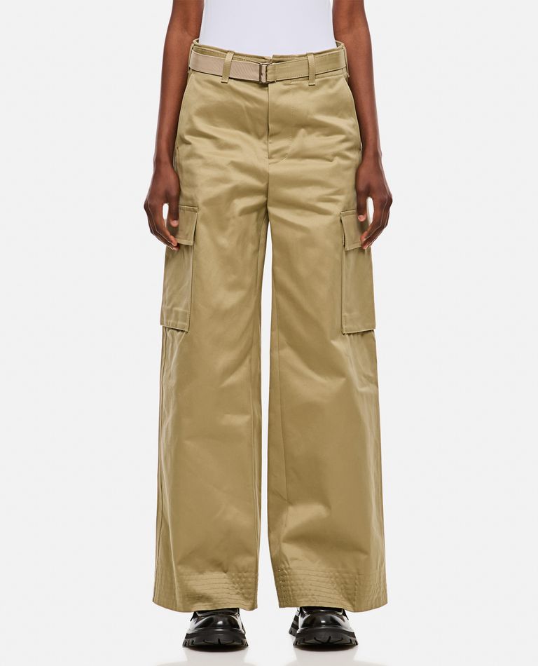 Sacai Gabardine Cargo Pants In Beige