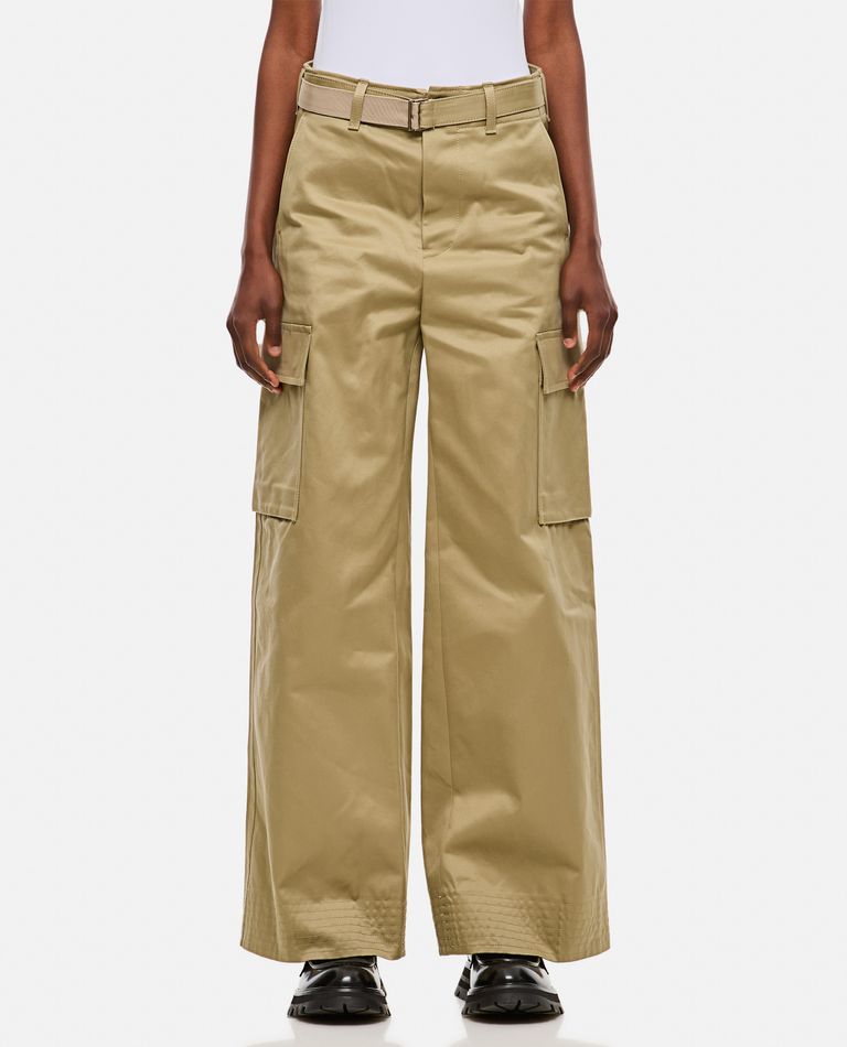 Shop Sacai Cotton Gabardine Pants In Beige