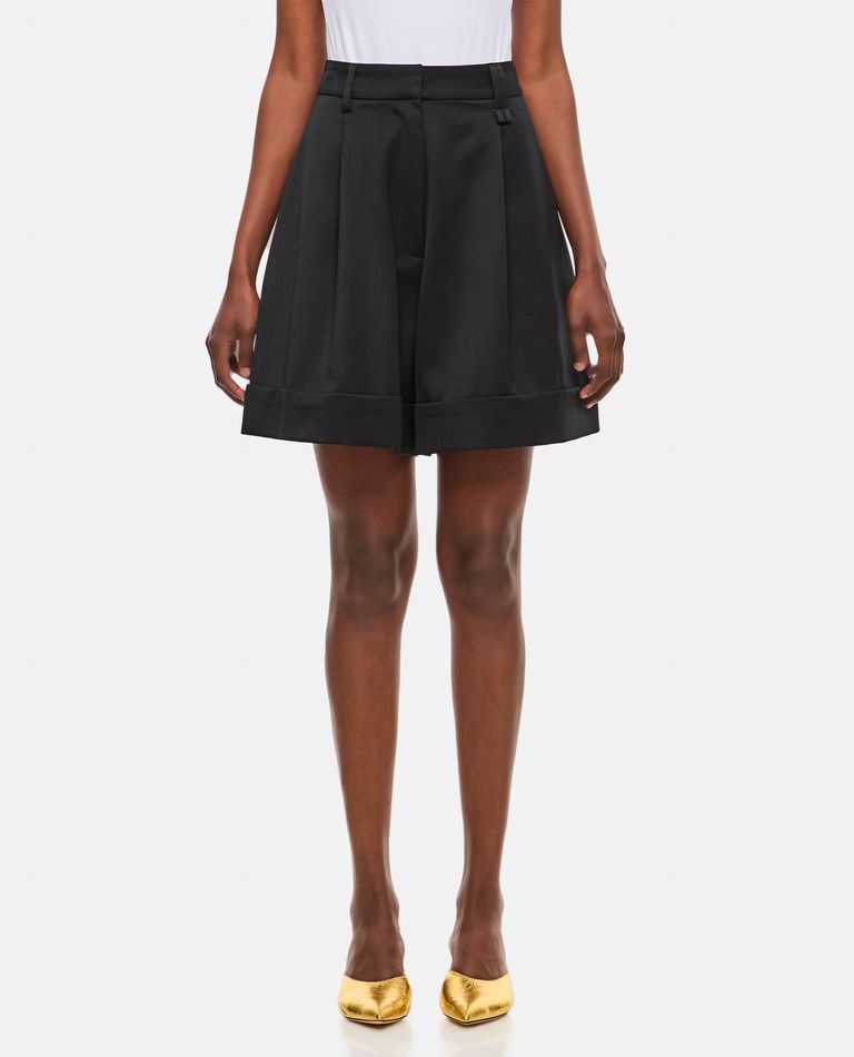 Shop Simone Rocha Sculpted Newsboy Shorts W/ Cuff In Black