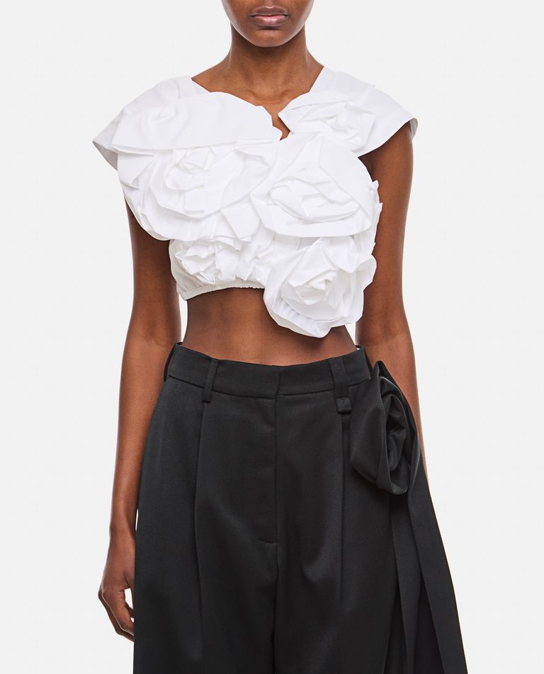 Simone Rocha White Clustered Rose Top In White