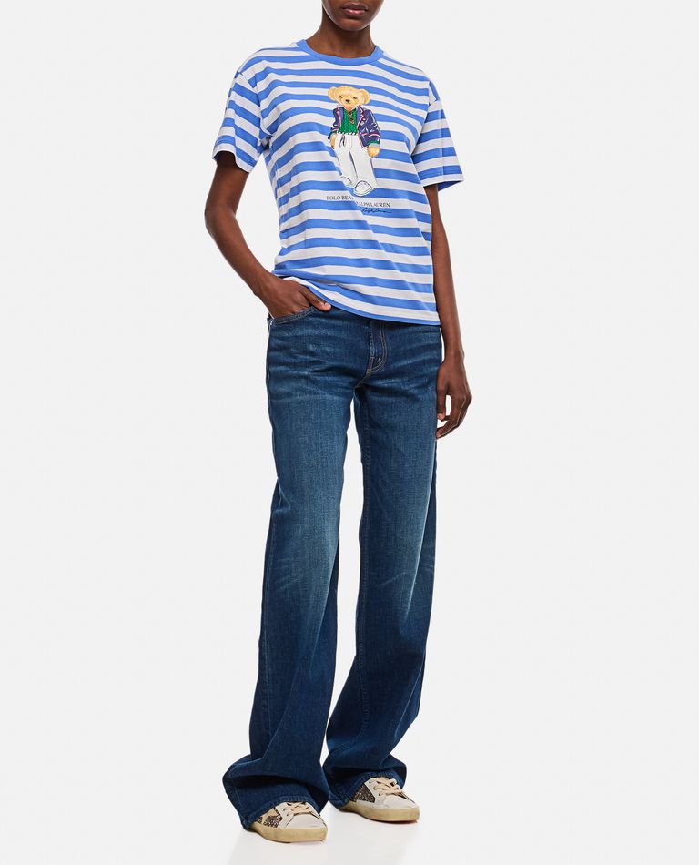 Shop Polo Ralph Lauren Bear Striped T-shirt In Blue