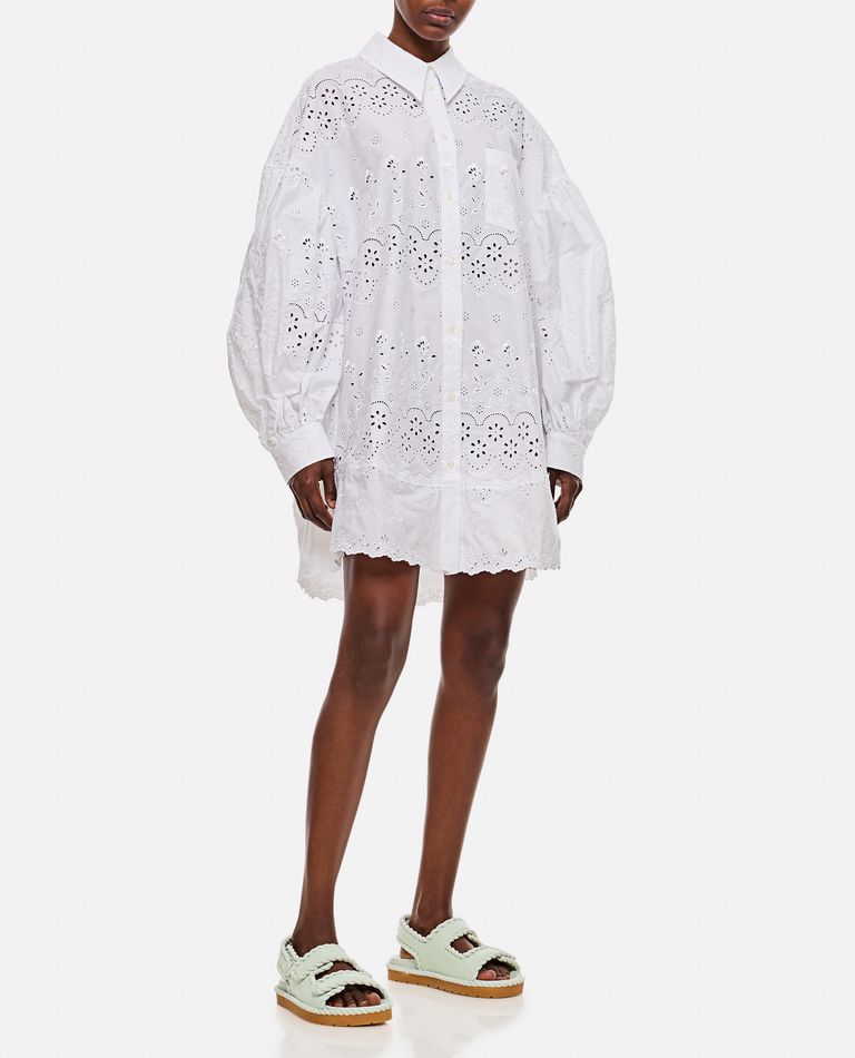 SIMONE ROCHA Corset Cotton-Poplin Shirt Dress in White