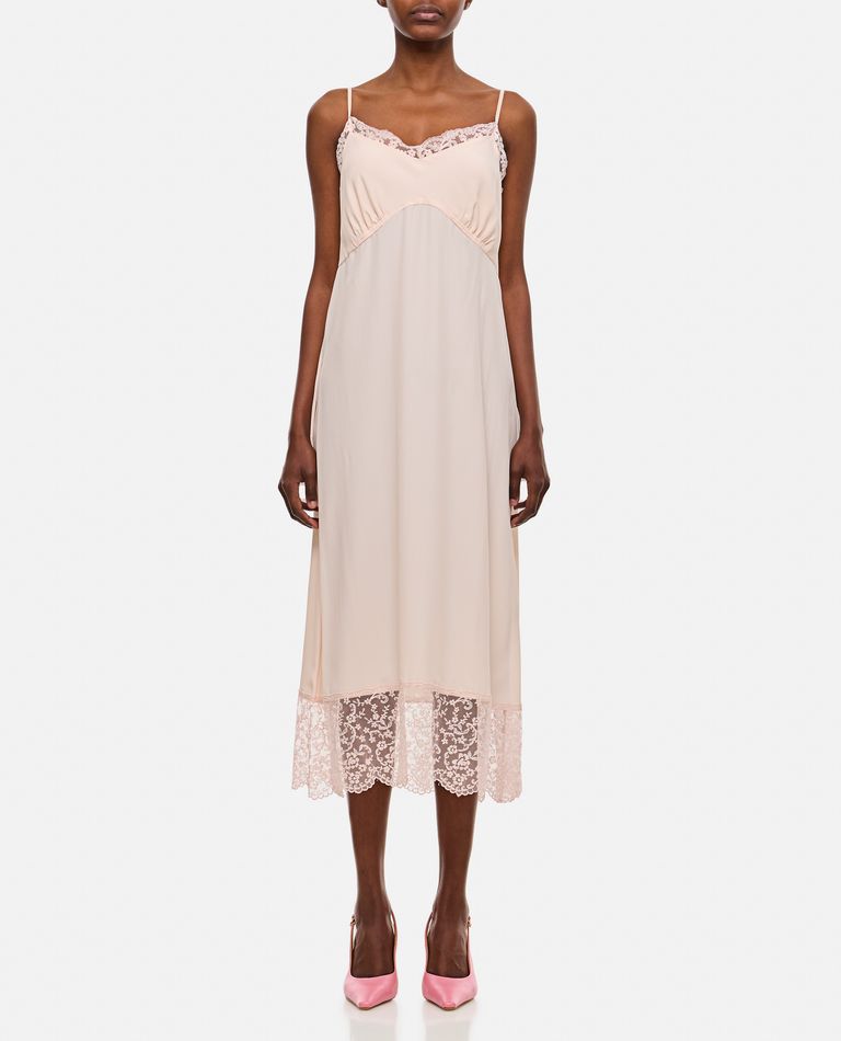 Shop Simone Rocha Slip Dress W/ Deep Lace Trim In Rose