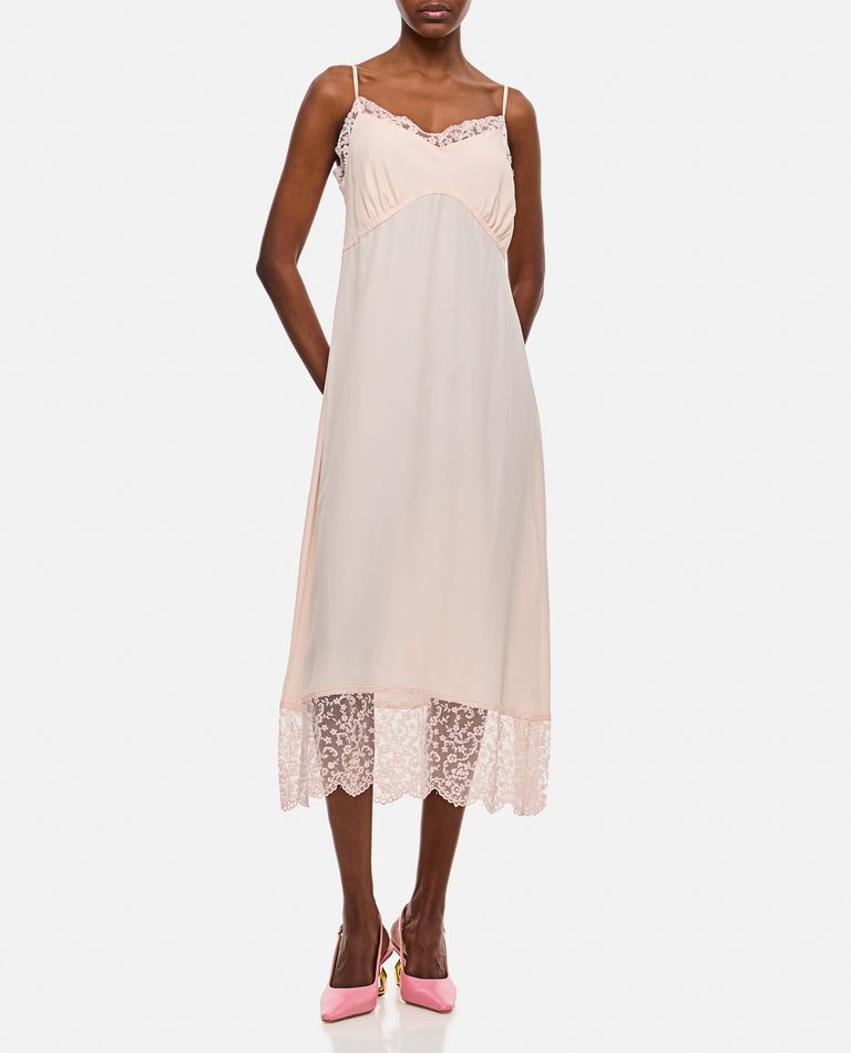 Shop Simone Rocha Slip Dress W/ Deep Lace Trim In Rose