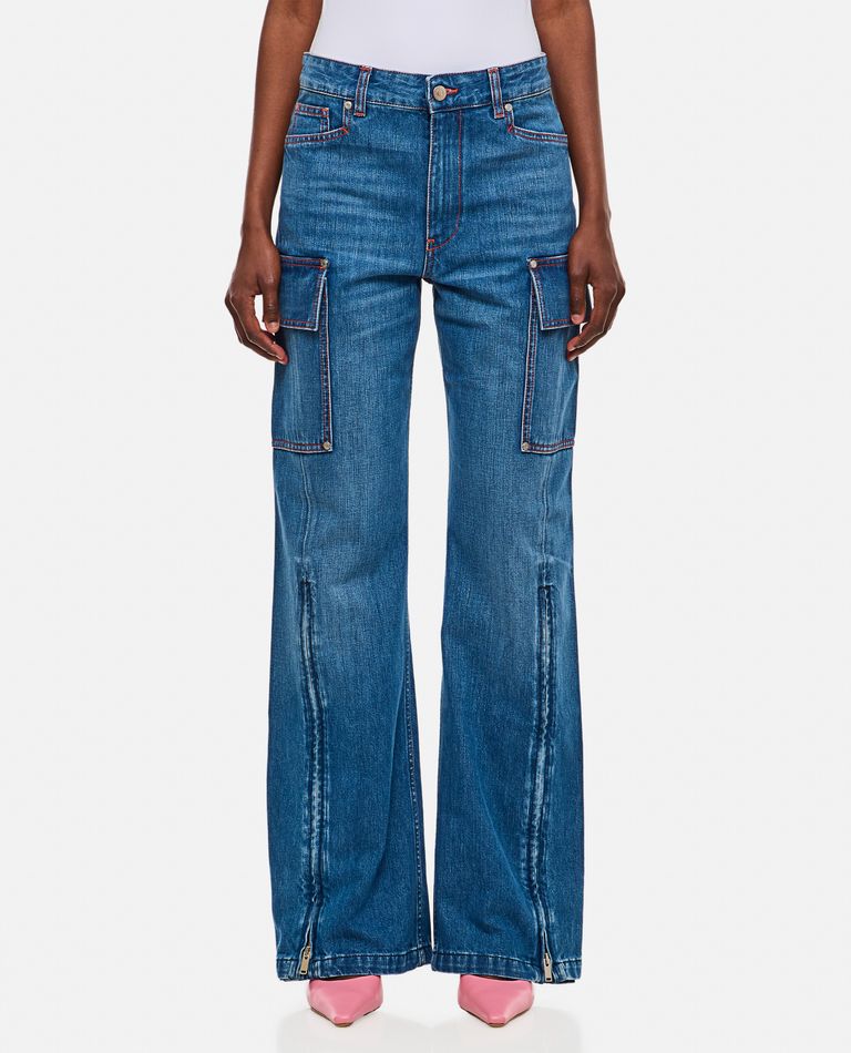Stella Mccartney Wide-leg Cargo Jeans - Women's - Polyester/cotton In Blue