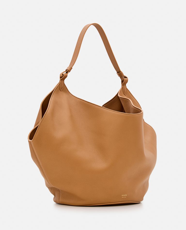 Shop Khaite Medium Lotus Leather Bag In Beige