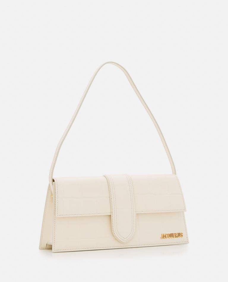 Shop Jacquemus Le Bambino Long Leather Shoulder Bag In White