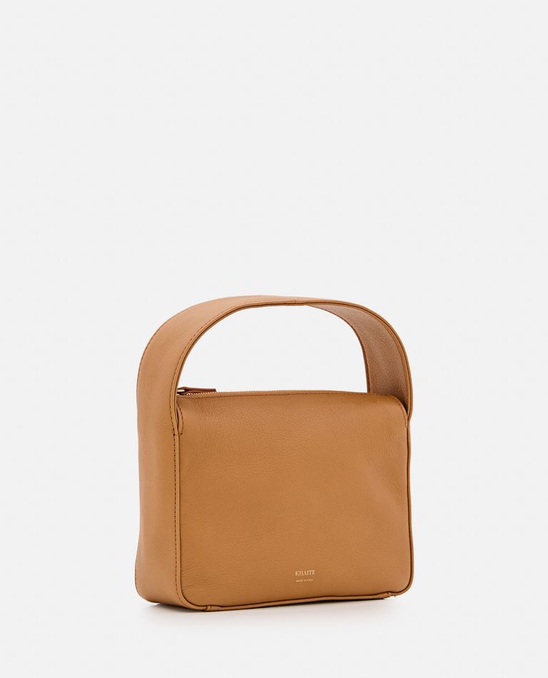 Shop Khaite Small Elena Leather Shoulder Bag In Beige