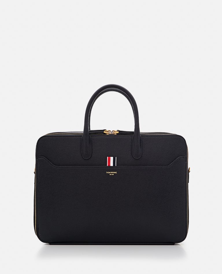 Thom Browne Leather Business Bag In Black