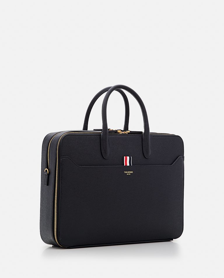 Shop Thom Browne Leather Business Bag In Black