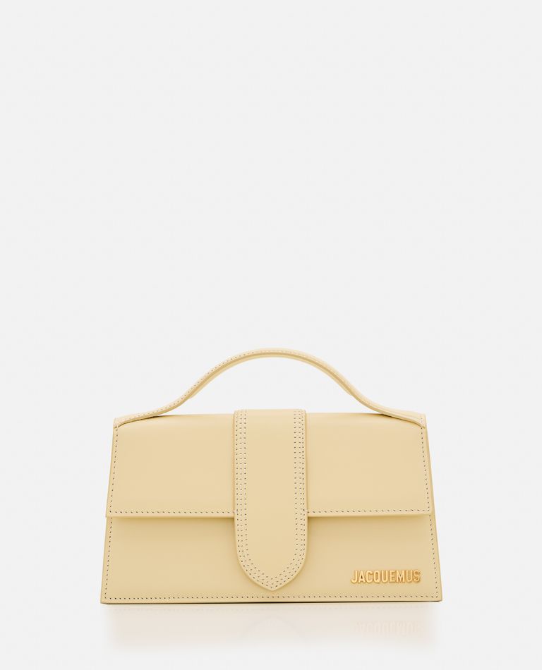 Shop Jacquemus Le Grand Bambino Leather Shoulder Bag In Beige