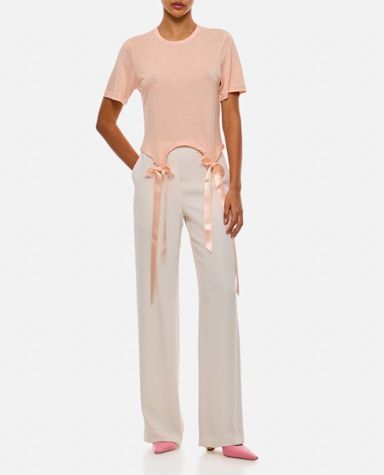 Shop Simone Rocha Easy T-shirt W/ Bow Tails In Rose