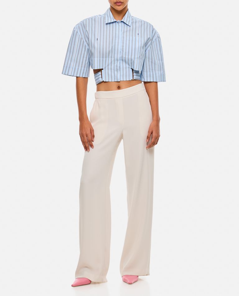 Shop Jacquemus Croppped Stripe Shirt In Sky Blue