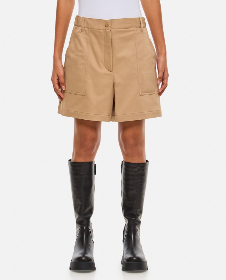 Shop Moncler Cotton Shorts In Beige