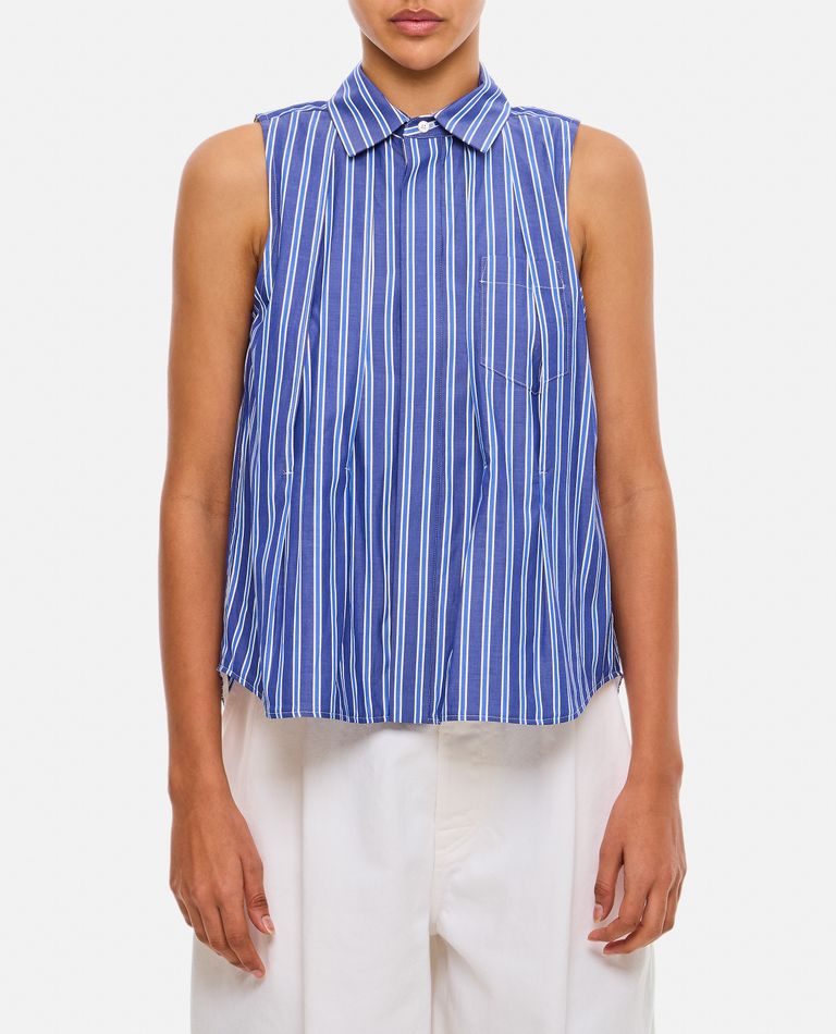 sacai striped cotton shirt - Blue