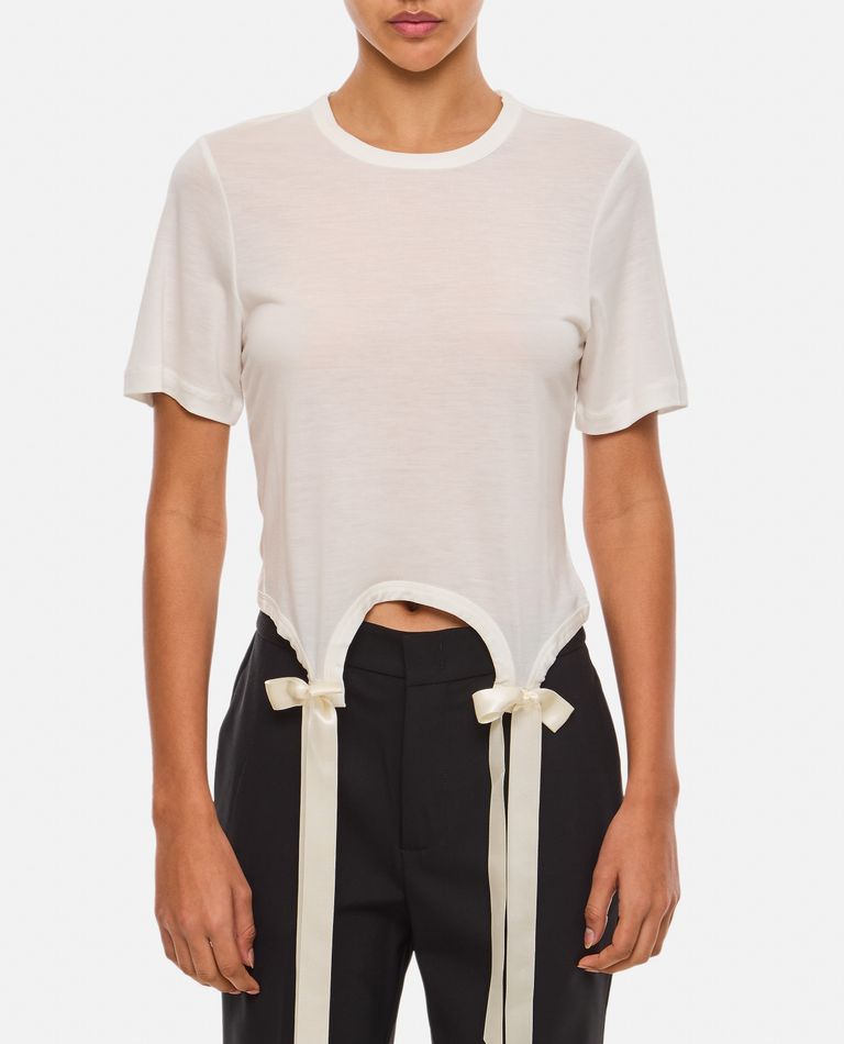 Shop Simone Rocha Easy T-shirt W/ Bow Tails In White