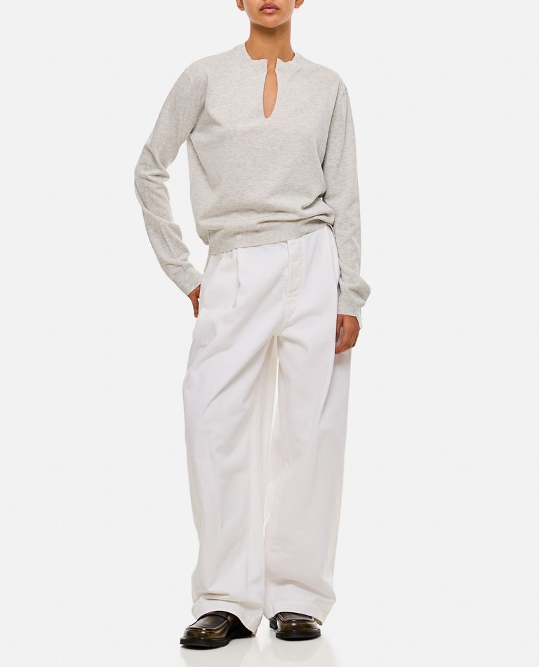 Shop Bottega Veneta White Over Denim Pants