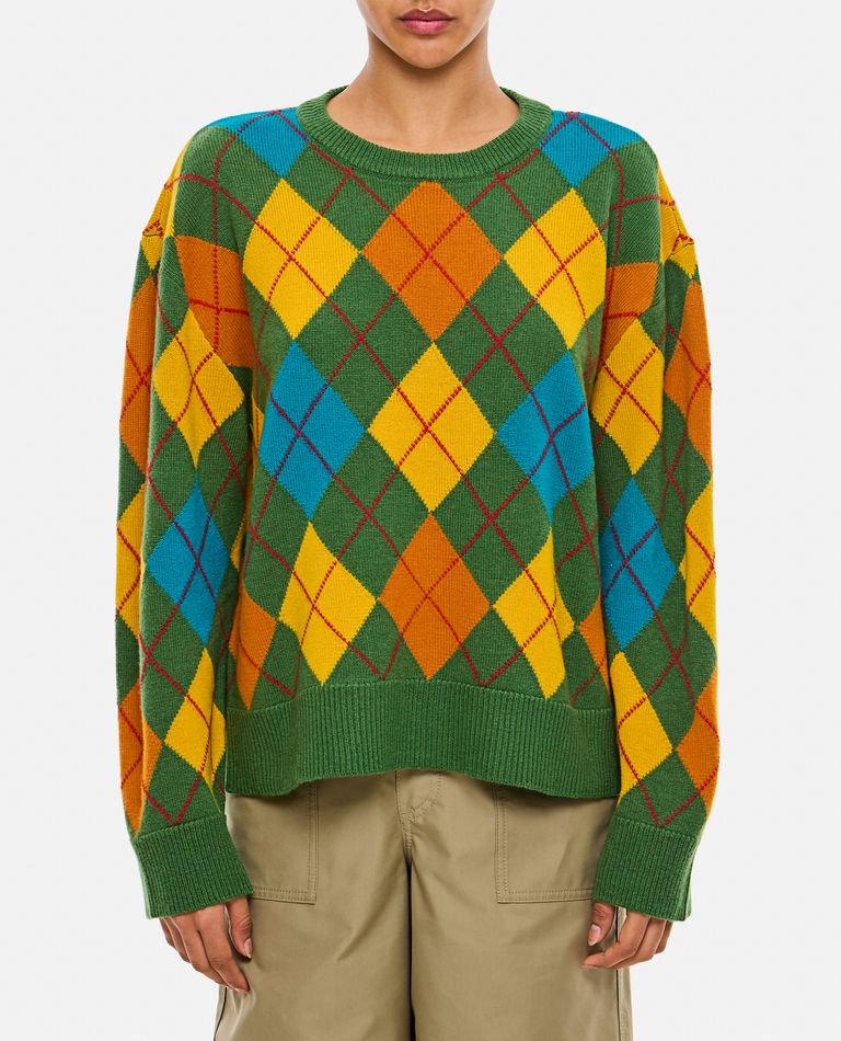 Shop Loewe Argyle Wool Sweater In Multicolor