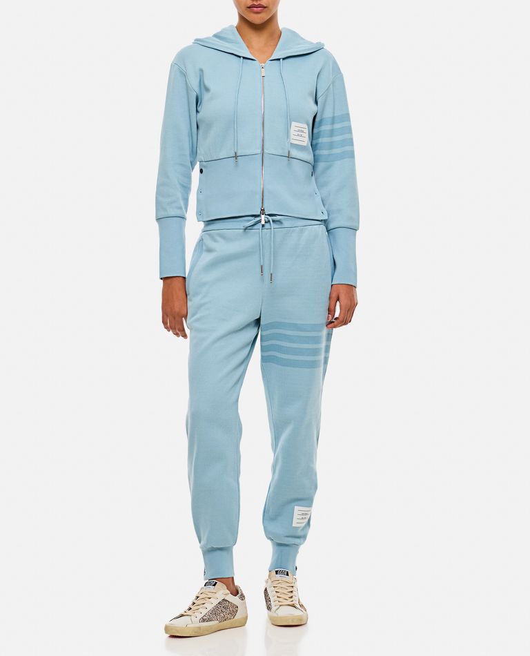 Shop Thom Browne Blouson Zip Up Hoodie In Double Face Knit In Sky Blue