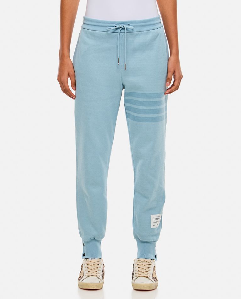 Shop Thom Browne Sweatpants In Double Face Knit In Sky Blue