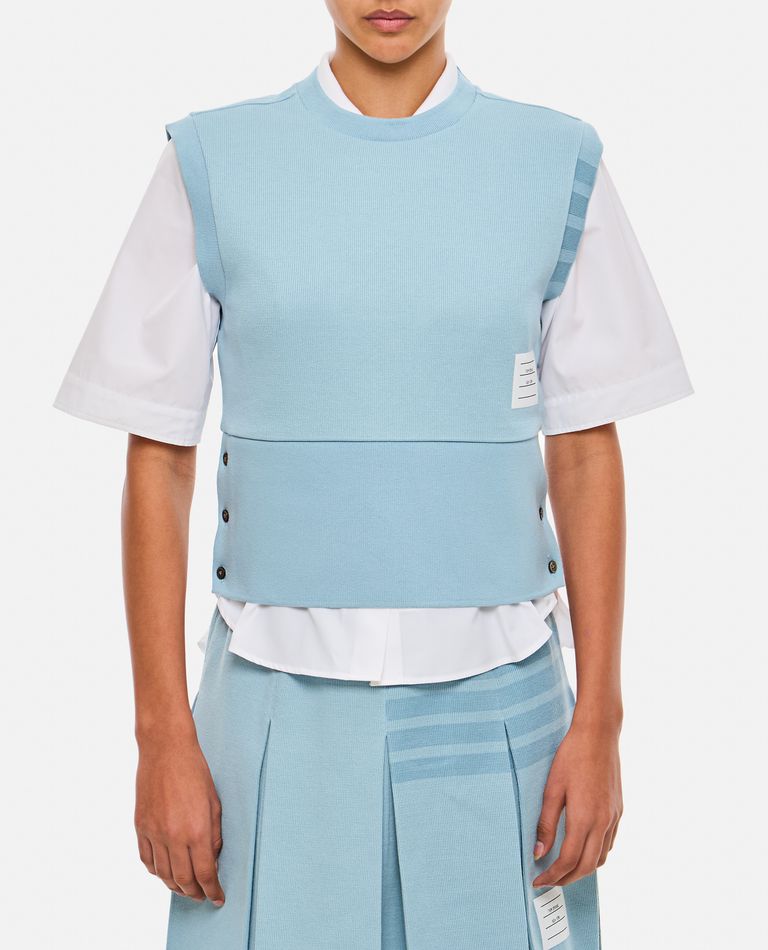 Shop Thom Browne Blouson Shell Top In Double Face Knit In Sky Blue