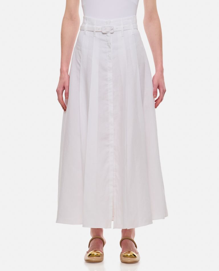 Shop Gabriela Hearst Dugald Midi Cotton Skirt In White