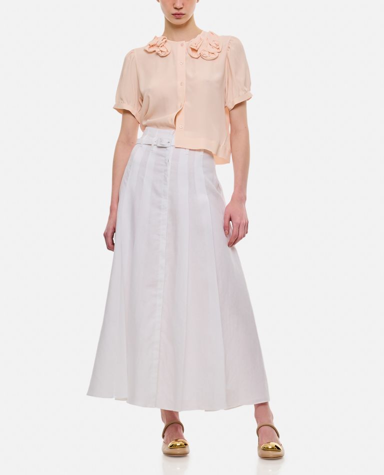 Shop Gabriela Hearst Dugald Midi Cotton Skirt In White