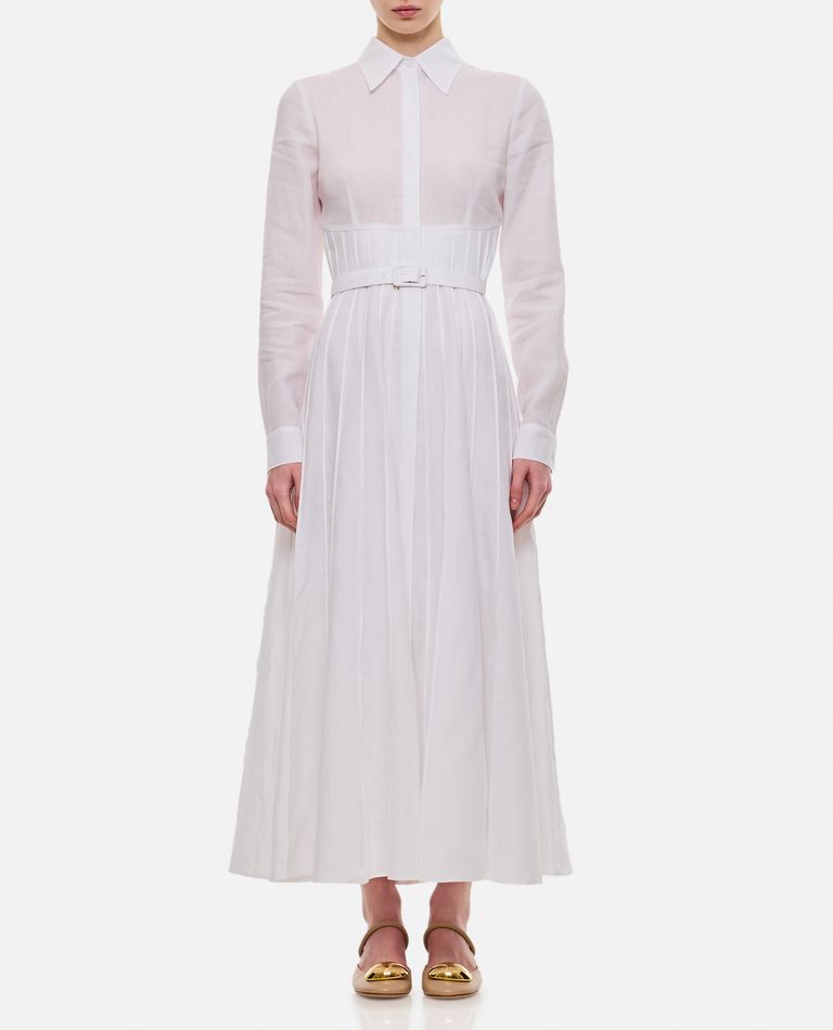 Shop Gabriela Hearst Dewi Midi Cotton Dress In White