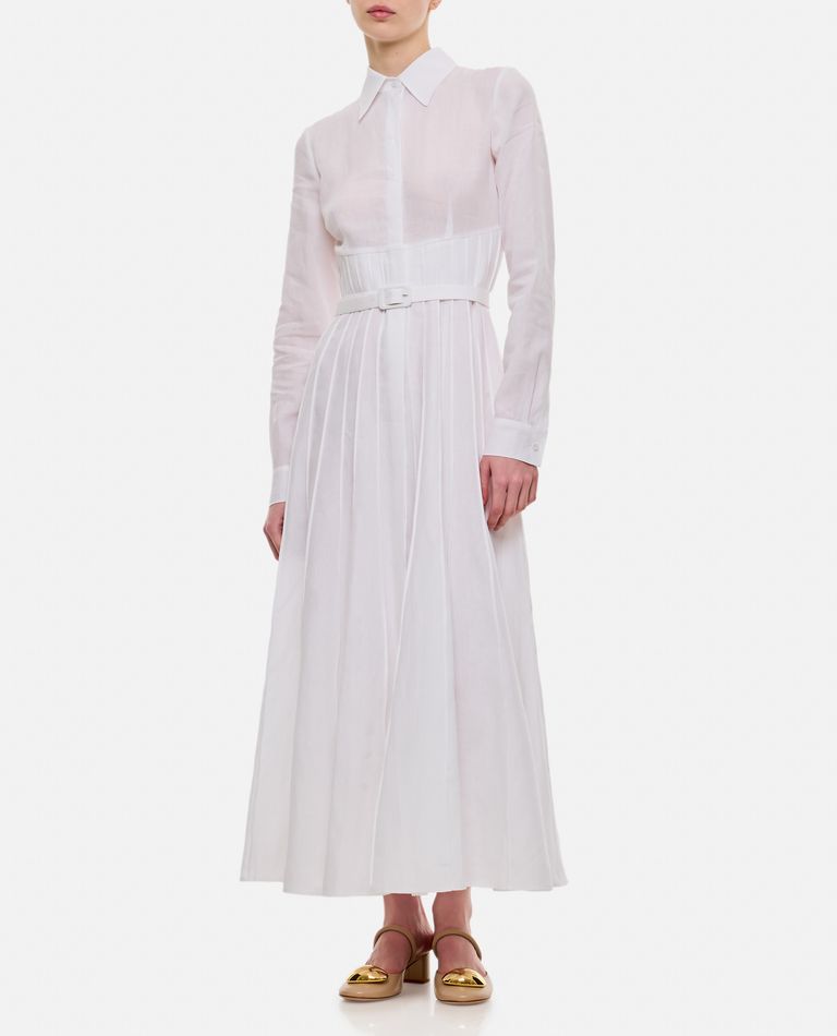 Shop Gabriela Hearst Dewi Midi Cotton Dress In White