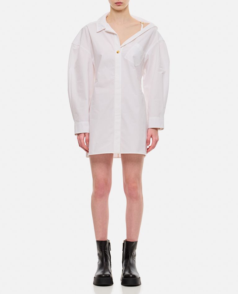 ASYMMETRIC SHOULDER LONG SLEEVE SHIRT DRESS for Women